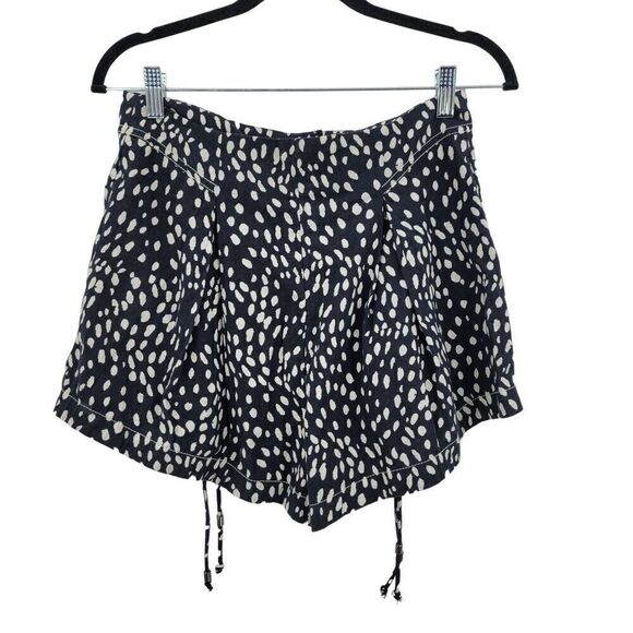 Free People Bennett Shorts 6 Black Polka Dot Wide Baggy Corset Pockets Cotton - Picture 1 of 12